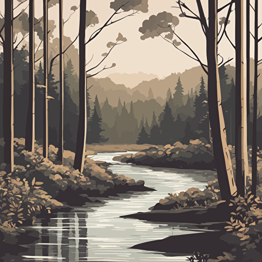 a forest with a river