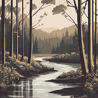 a forest with a river