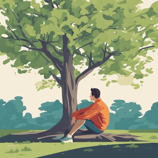 a person sitting under a tree