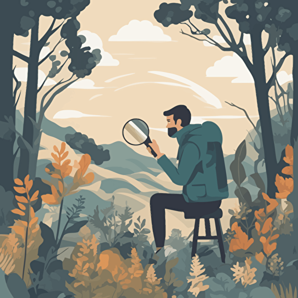 a person exploring nature with a magnifying glass