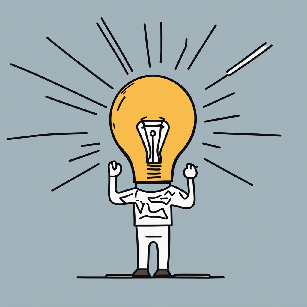 a person with a large lightbulb over their head