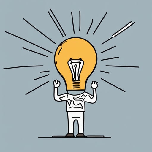 a person with a large lightbulb over their head