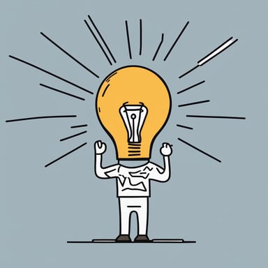 a person with a large lightbulb over their head