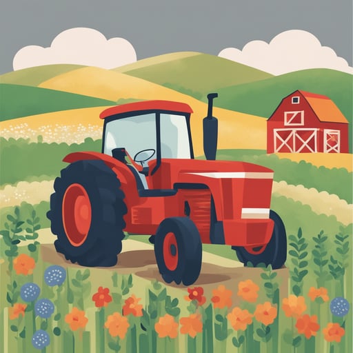 a tractor on a farm