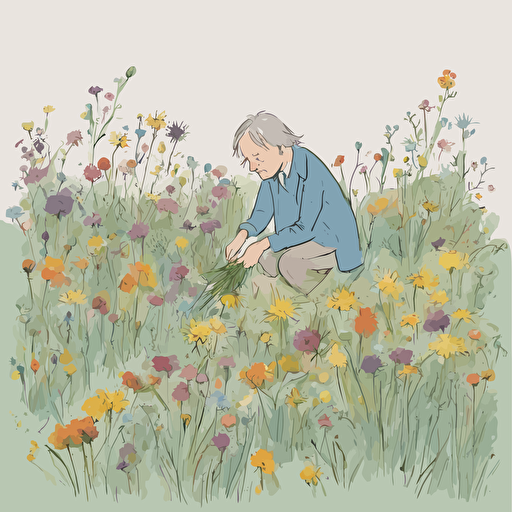 a person picking flowers