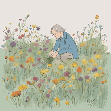 a person picking flowers