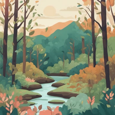 a forest with a river