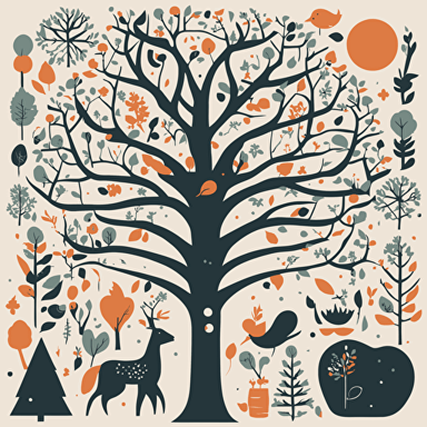 a tree with different objects in its branches