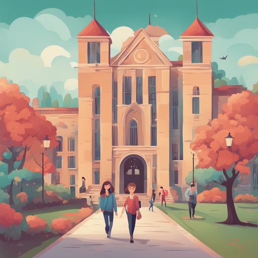 people walking in a college campus