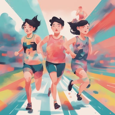 three people running in a race