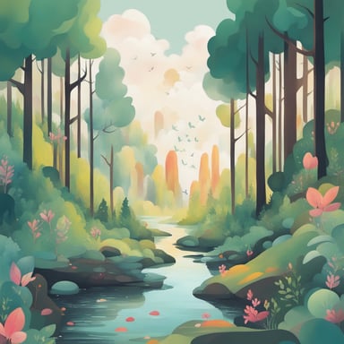 a forest with a river