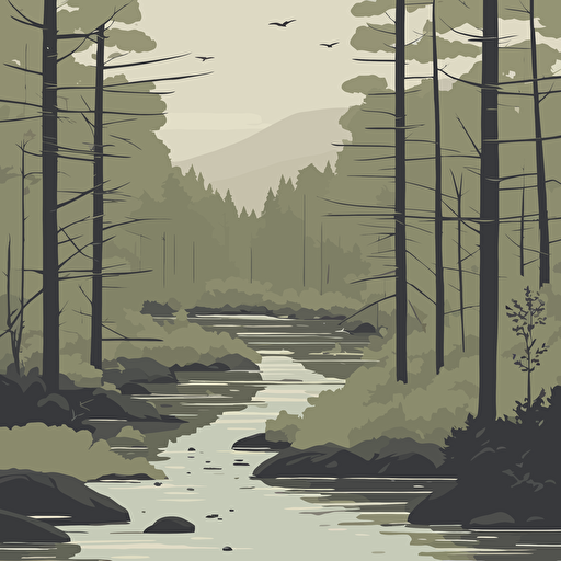 a forest with a river