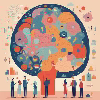 researches standing in front of a gigantic brain