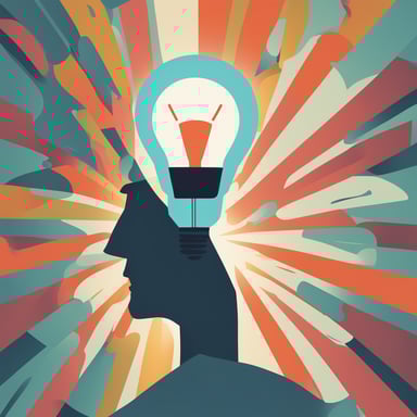 a person with a large lightbulb over their head