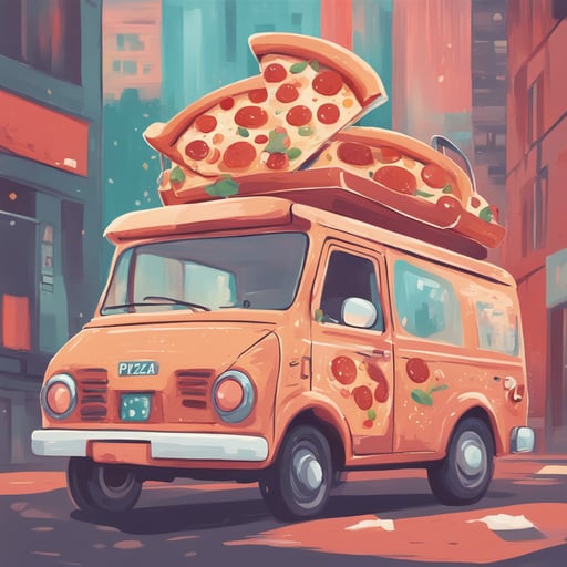 a pizza delivery car