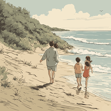 a family at the beach