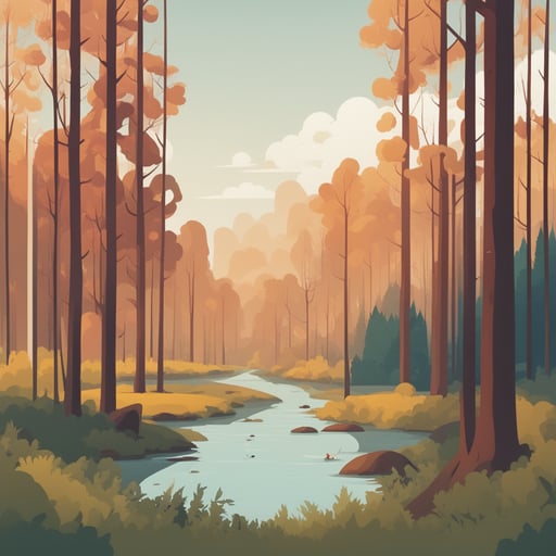 a forest with a river