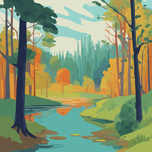 a forest with a river