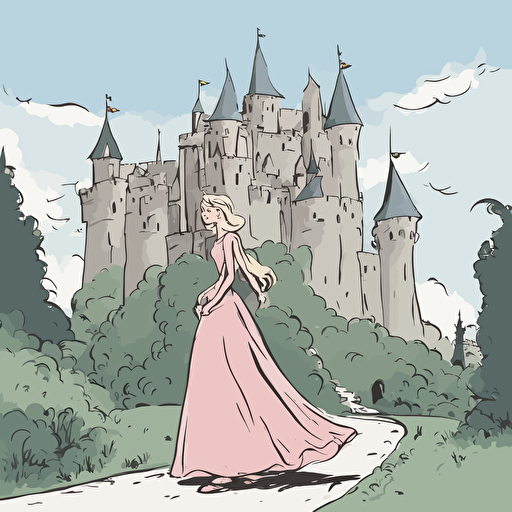 a princess standing in front of a castle