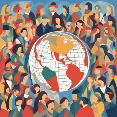 people with a large globe