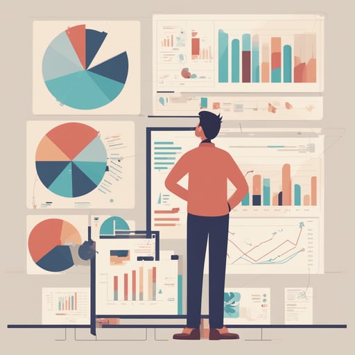 a person explaining a large graph