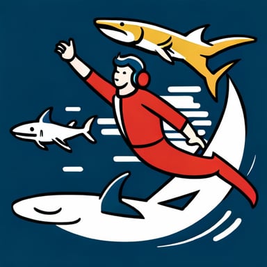 a person diving with sharks