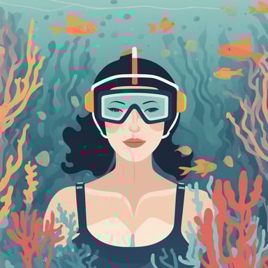 a woman scuba diving