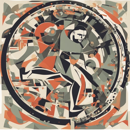 a man running in a cog wheel