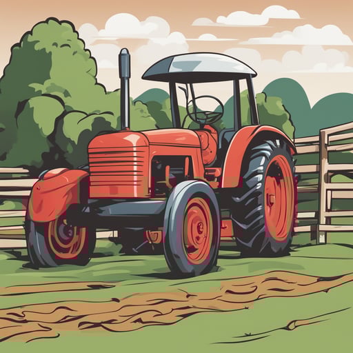 a tractor on a farm