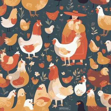 a farmer holding chickens and eggs