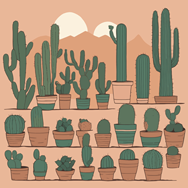 a collection of cacti in the desert