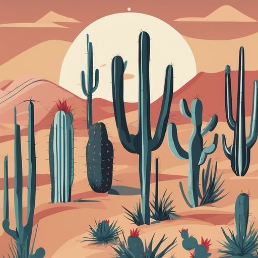 a collection of cacti in the desert