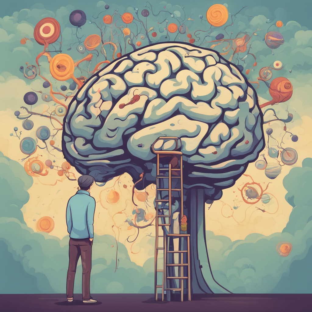 researches standing in front of a gigantic brain