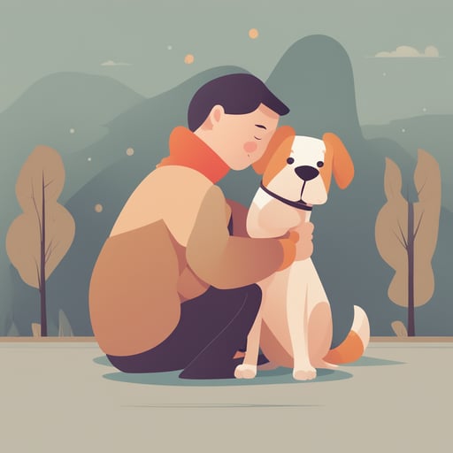 a person hugging a dog