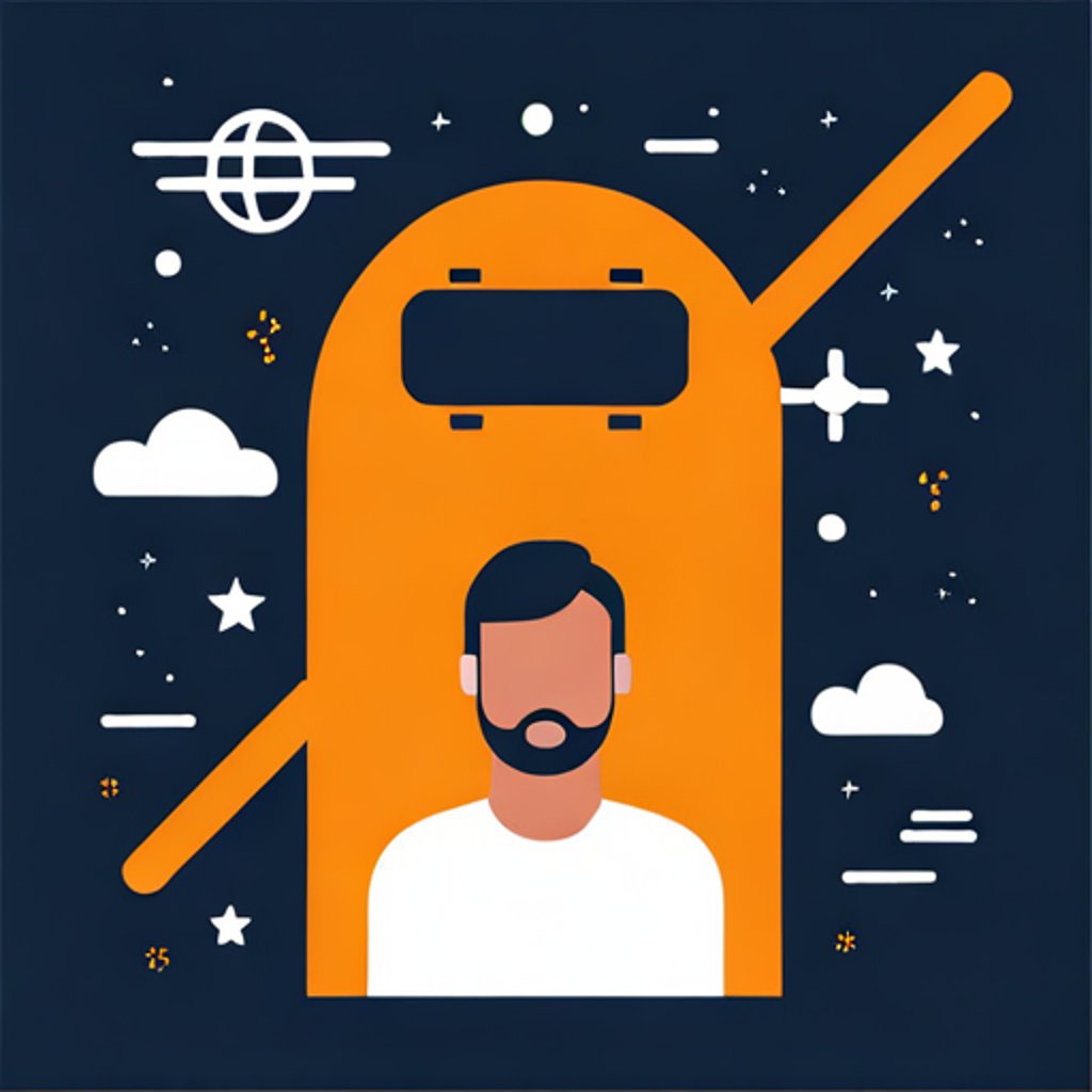 a person with vr headset floating in space