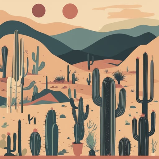 a collection of cacti in the desert
