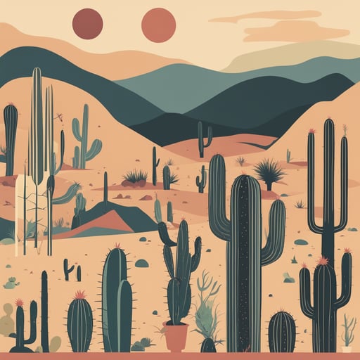 a collection of cacti in the desert