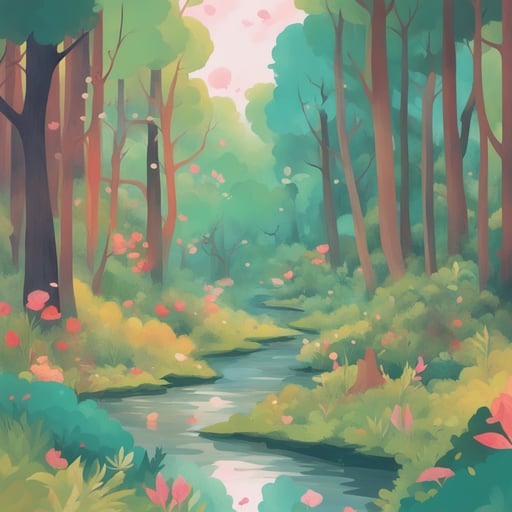 a forest with a river