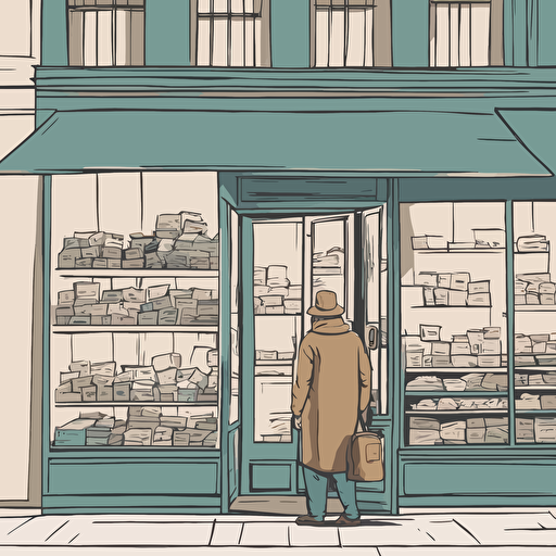 a person standing in front of a store