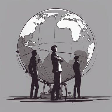 people with a large globe