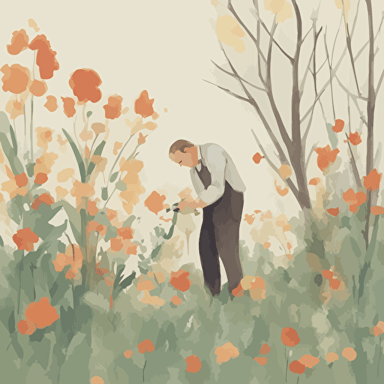 a person picking flowers