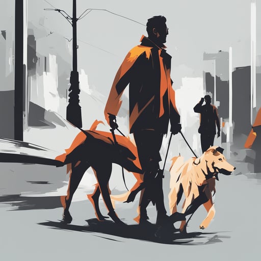 people walking a dog