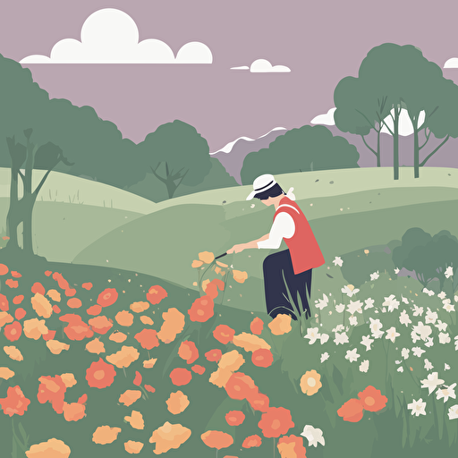 a person picking flowers