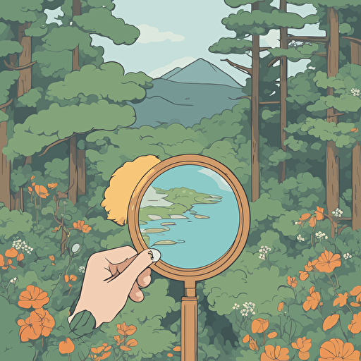 a person exploring nature with a magnifying glass