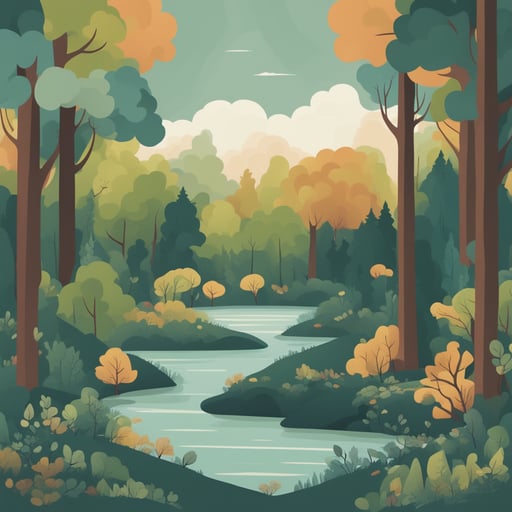 a forest with a river