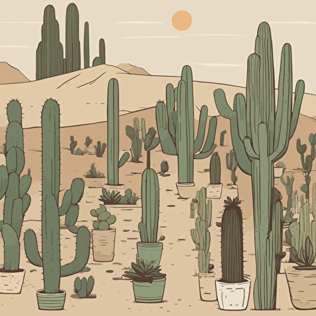 a collection of cacti in the desert