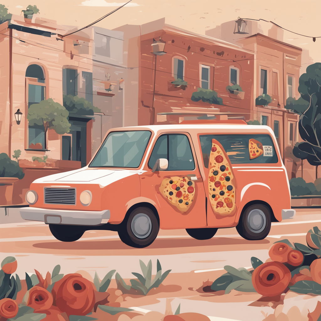 a pizza delivery car