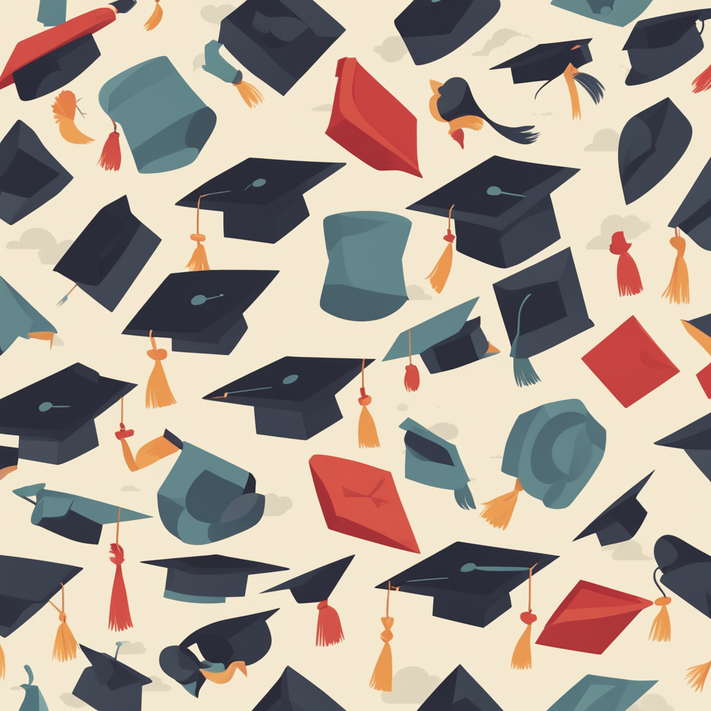 graduations hats in the air