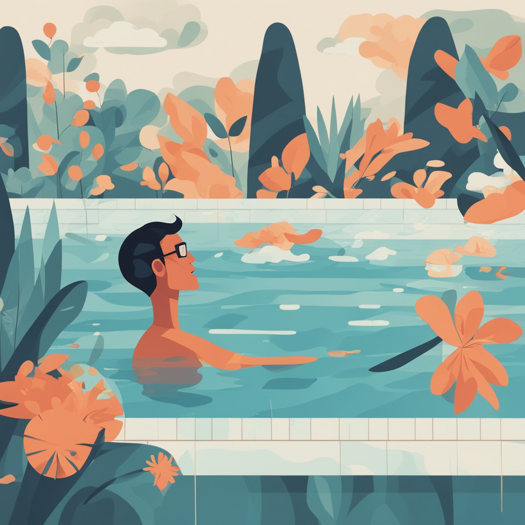 a man swimming in the pool