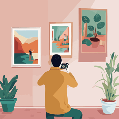 a person taking a picture of art